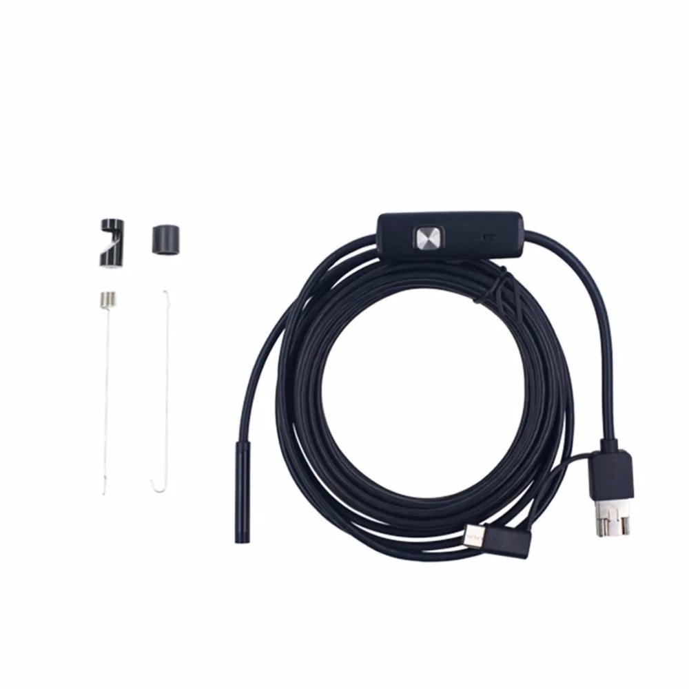 3 in 1 Semi-rigid USB Type-c Inspection Endoscope Waterproof 7.0mm Mini Camera Hard Cable with LED Light for Android PC Laptop