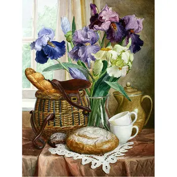 

DIY 5D Diamond Embroidery Flowers Diamond Painting Cross Stitch Kits Full Square Rhinestones Diamond Mosaic Bread Home Decor