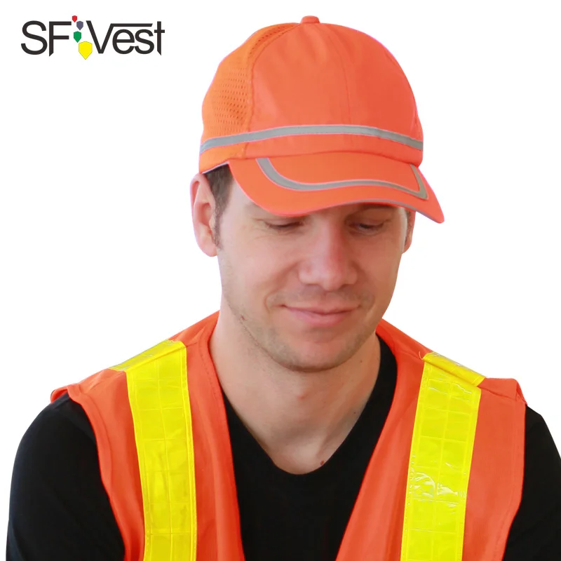 Высокая видимость светоотражающие Бейсбол cap Желтый безопасности шапка шлем безопасности труда - Цвет: Fluorescent Orange