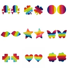 10 пар(20 шт)/партия, женские Стикини, хромированные радужные цвета, пятиконечная звезда, ткань, грудь, паста, дышащий Стикини