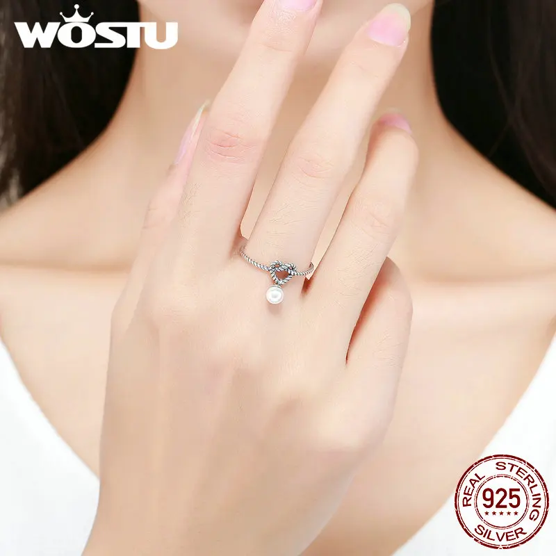 Женское Винтажное кольцо WOSTU из стерлингового серебра 925 пробы модные вечерние