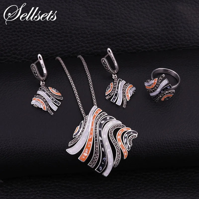 

Sellsets New Spring Style Fashion Multicolor Enamel And Rhinestone Big Square Pendant Necklace Earrings Ring Sets