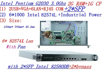 Günstige RAM 2G SSD 1G Industrie 1U Firewall Server Router 6*1000 Mt INTEL Gigabit Mit 2 * SFP 2 * Bypass G2030 3,0 Ghz Mikrotik PFSense ROS