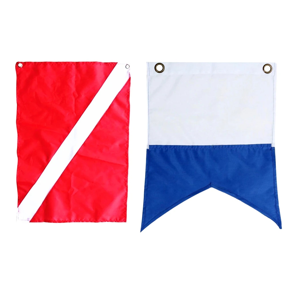 2pcs Red Blue Diver Down Boat Flag Scuba Diving International Sign 60x70cm for Snorkeling Swimming