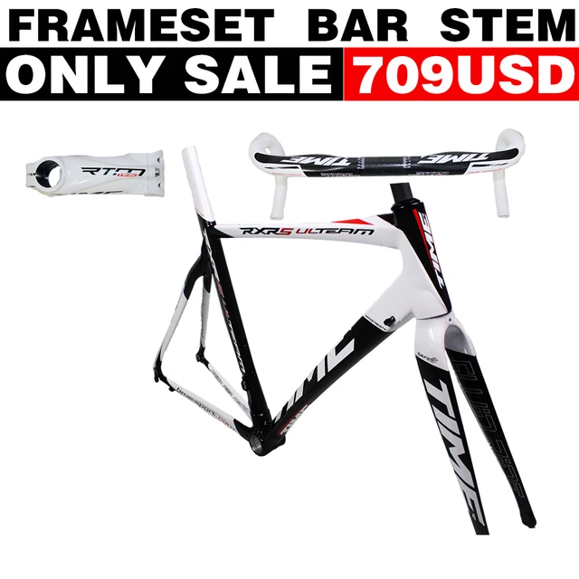 Cheap Hot sale ! TIME RXRS RXRS Ulteam Carbon Road frameset carbon fiber bicycle frame road racing bike frame 3k BB30 frame BAR STEM