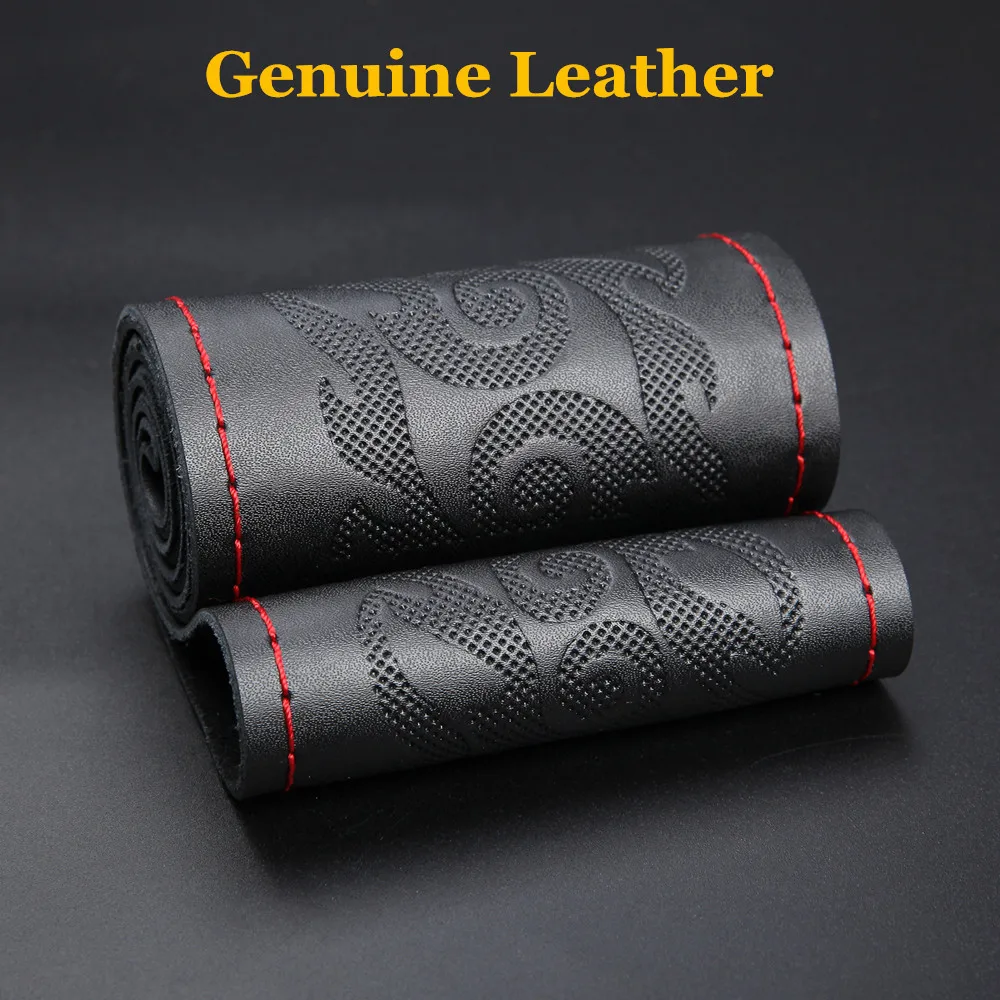 Truck Bus Car Steering wheel Cover DIY 42/45/47/50cm Steering Wheel Wrap Braid on the wheel Genuine Leather Interior steering wheel cover