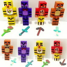 4 pçs/set Minecraft Cinco Noites No Freddy’s 4 FNAF Boneca com arma Props Foxy Chica Bonnie Freddy Ação Figuras de Brinquedo do Miúdo presentes