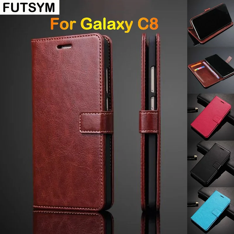 

Flip Wallet Card Holder Leather Case Cover for Samsung Galaxy C8 SM-C7100 Case Luxury Kickstand Mobile Phone Bags for Samsung C8