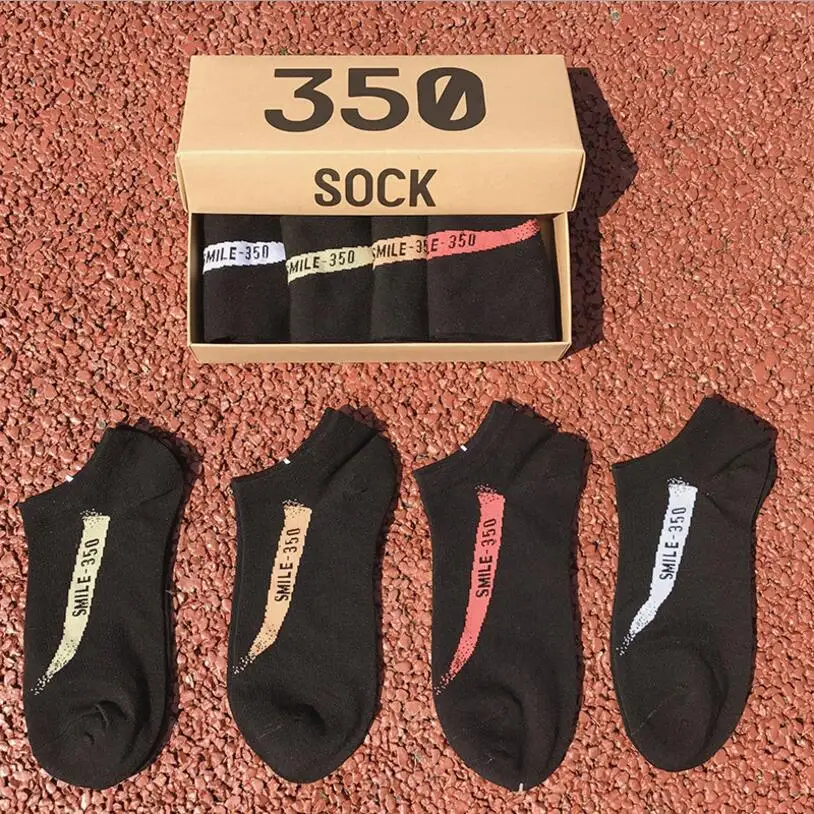 

New Summer Women 350 style Socks Sweat Breathable Coconut Sock High Quality Cotton Shallow Mouth Girl Socks Boxed 4 pairs/box