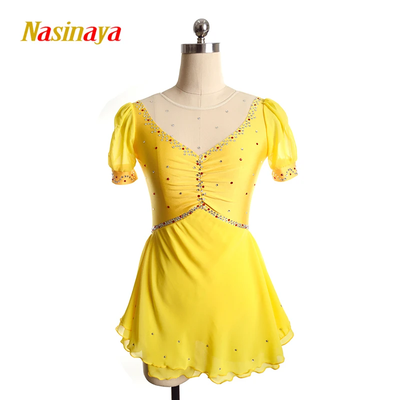 

customized clothes figure skating dress rhythmic gymnastics short sleeve purple adult child girl show skirt performance