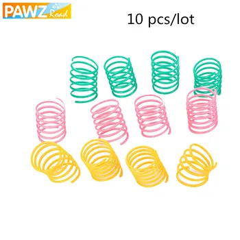 

10Pcs/lot Funny Plastic Cat Spring Toy Creative Colorful Spring Cats Playing Toy Interactive Pet Toys Jouet Pet Product