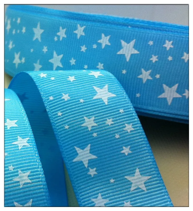 Ширина "(25 мм), темно-синяя лента с принтом в виде звезд, корсажная лента из полиэстера, аксессуары для волос, Подарочная посылка - Цвет: color 14 light blue