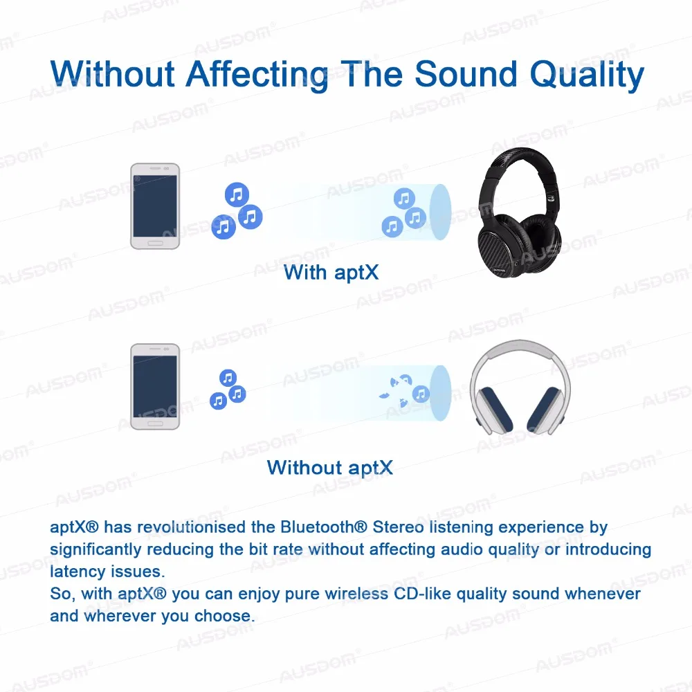 Ausdom M05 aptX Беспроводной наушники глубокий бас гарнитура Bluetooth с микрофоном удобные