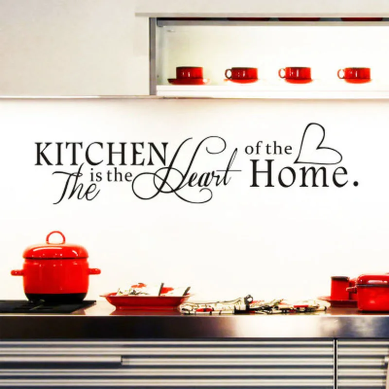 

New Kitchen Is Heart of The Home Letter Pattern Wall Sticker PVC Removable Home Decor DIY Wall Art