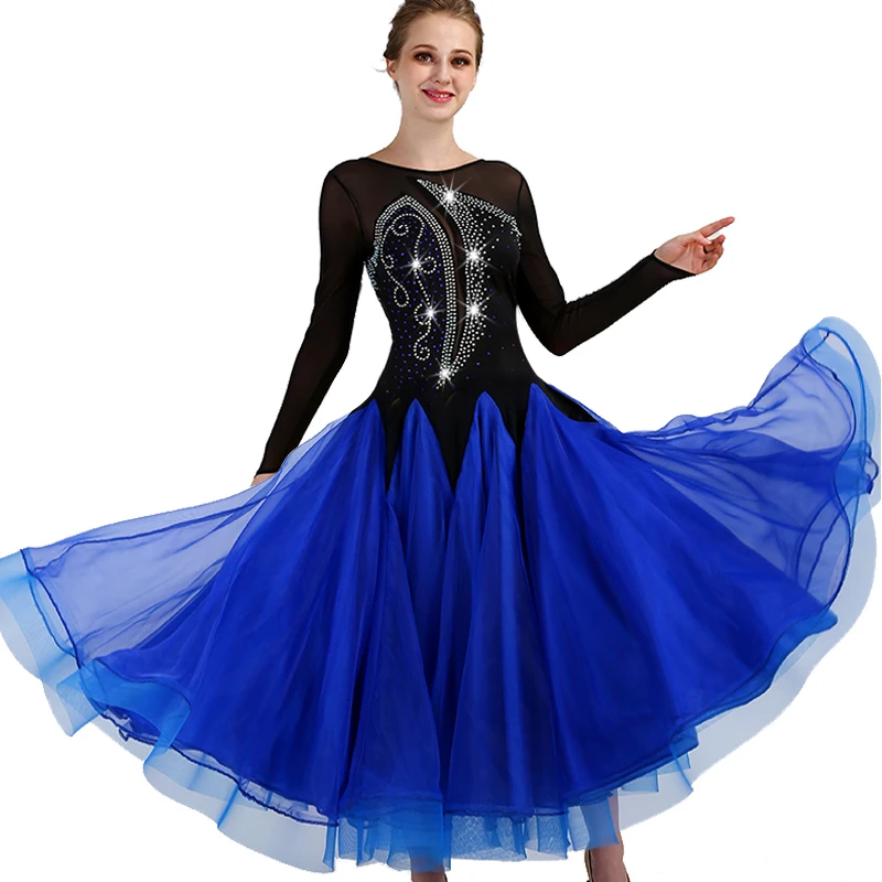 New Standard Ballroom Dresses Women Long Sleeve Lycra Stretchy Ballroom