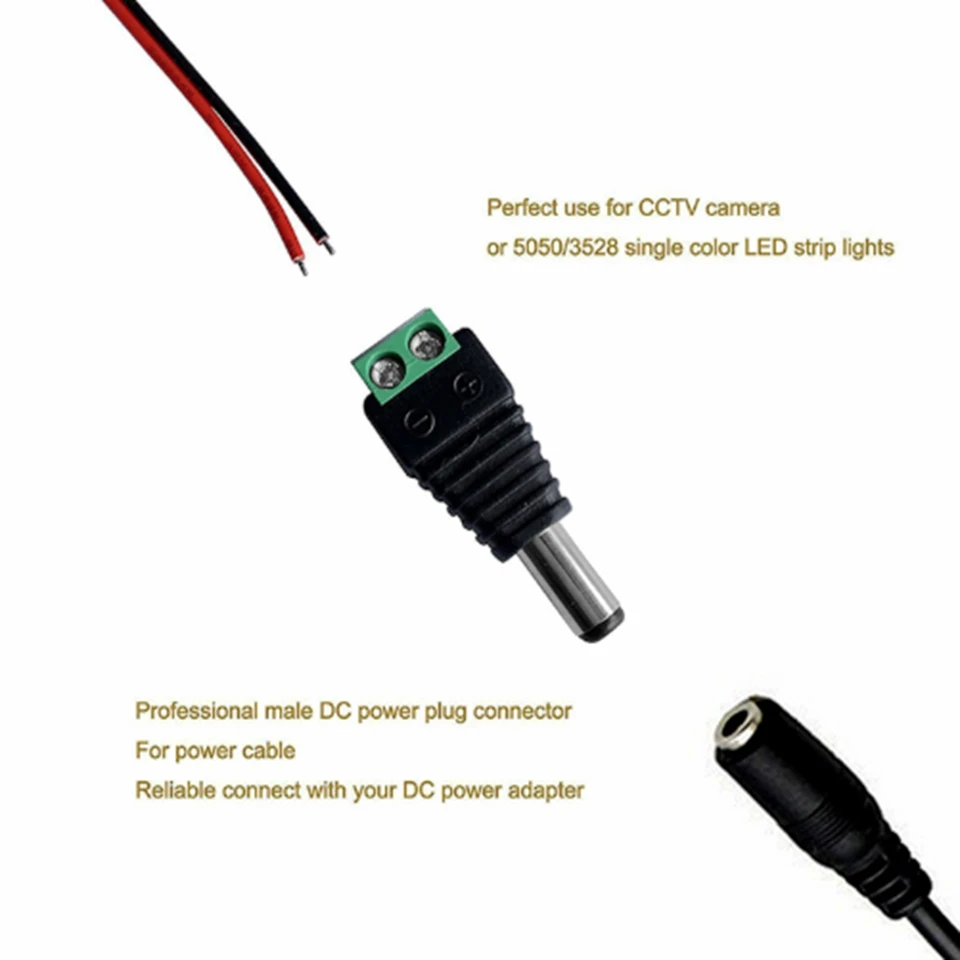 Штекер питания постоянного тока 5,5x2,1 мм 5,5*2,5 12 В 24 в разъем адаптера CCTV 5,5x2,1 2,5