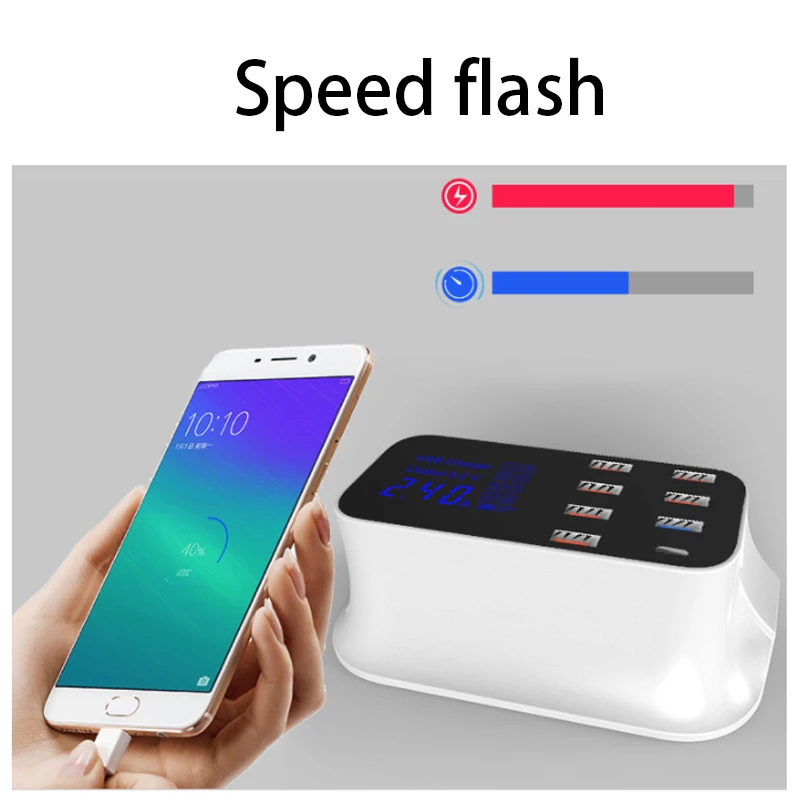 5 в 2.4A 8 портов Мульти USB зарядное устройство ЖК-дисплей цифровой дисплей Быстрая Зарядка Док-станция Зарядная Станция Адаптер для iPhone планшет ЕС Великобритания США