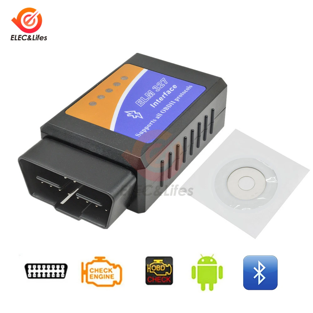 ELM327 V1.5 V2.1 OBD2 OBDII Bluetooth Авто диагностический сканер 12V автомобиль мотоцикл читатель кода OBD2 адаптер 16Pin кабель-удлинитель