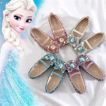 

Disney Frozen single shoes little girl single shoes children bright crystal girls shoes soft bottom princess shoes EU size 25-36