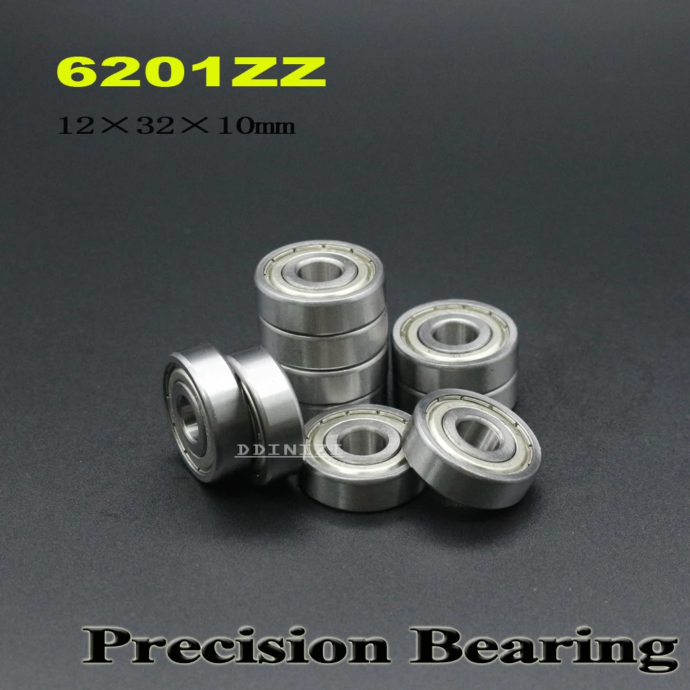 

6201ZZ Bearing 12*32*10 mm ABEC-3 For DIY Drills Deep Groove 6201 Z ZZ Ball Bearings 6201Z ( 4 PCS )