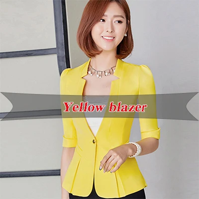 Женские блейзеры и куртки, весна-осень, модный Блейзер на одной пуговице, Элегантный женский Блейзер, офисная одежда, Женская куртка - Цвет: Yellow blazer