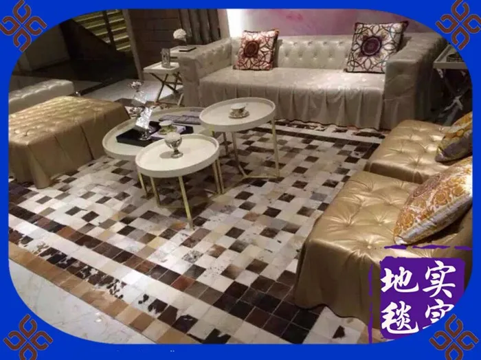 free font b Beauty b font 100 natural genuine cow leather customized fabric rug