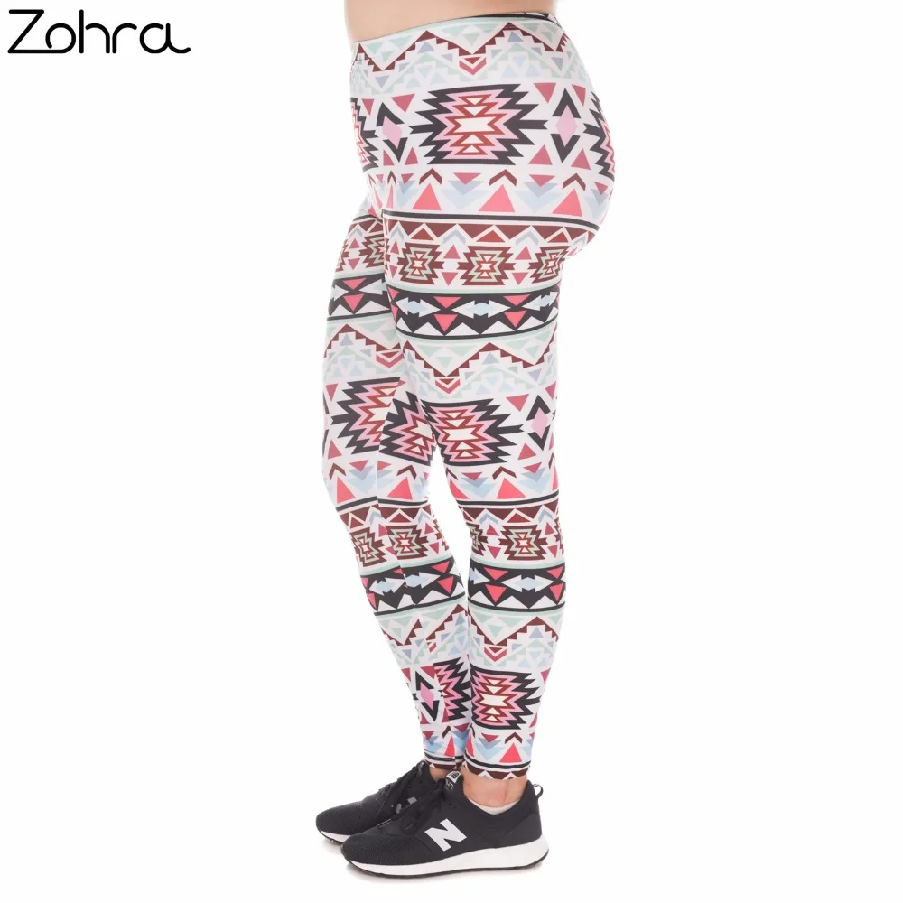 

Fashion Large Size Leggings Boho Green Printed High Waist Leggins Plus Size Trousers Stretch Pants For Plump Women