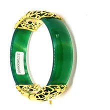 Натуральный нефрит зеленый белый красный сверкающими Для женщин красный 18 К желтый позолоченный браслет
