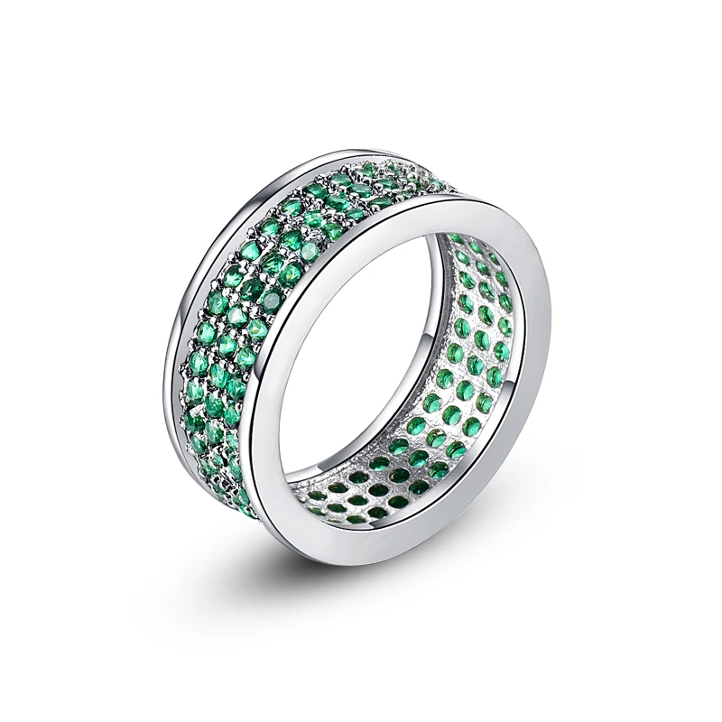 Women Ring Sweetie Engagement Round Cut Topaz with 126PCS AAA Green Emerald 14K White Gold Plated Size6 7 8 9 10 Wholesale | Обустройство