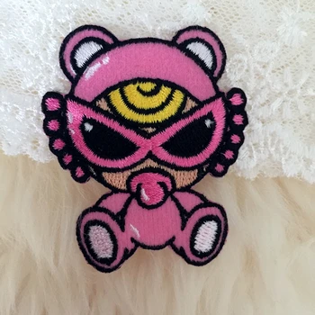 

5pcs Japan cartoon Powder bear hysteric mini Embroidered patches iron on Motif DK Applique embroidery accessory baby diy