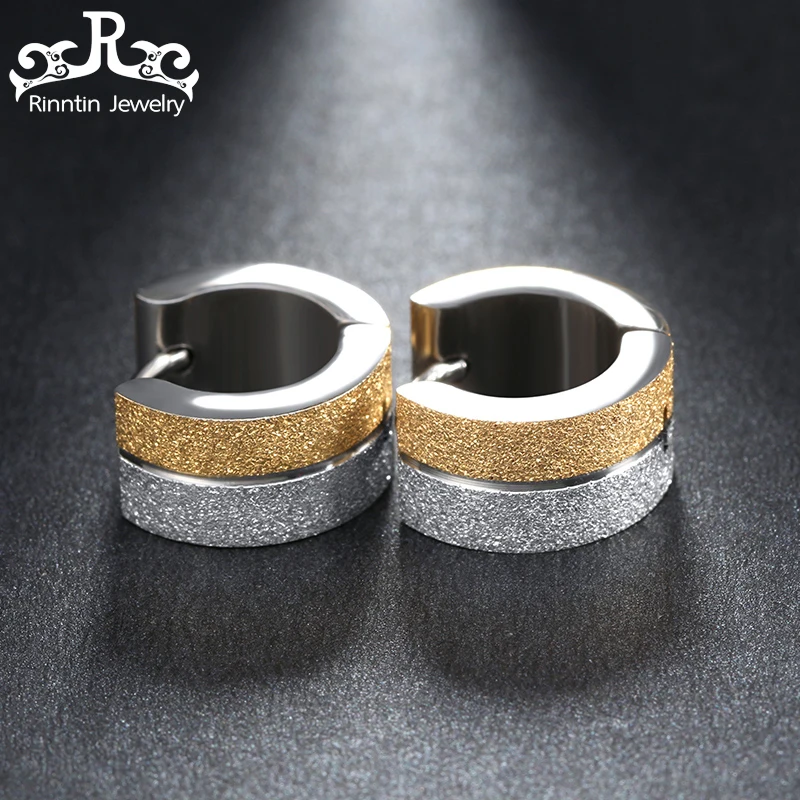 

2019 Rinntin Female Stainless Steel Earring Hoop with Gold-Silver color Earrings for Women Eleant Lady Fashion Jewelry GTE07