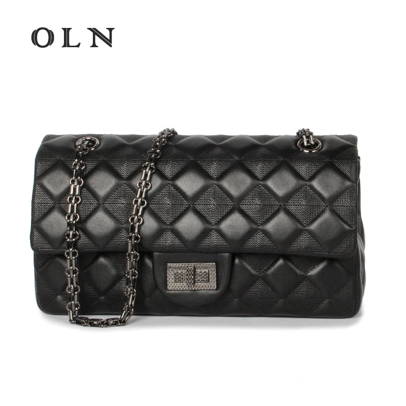 

OLN 2018 Brand Genuine Sheep Leather Messenger Bag Female Luxury Trendy Daily Shopping Bag Soft Leather Women Crossbody Bag