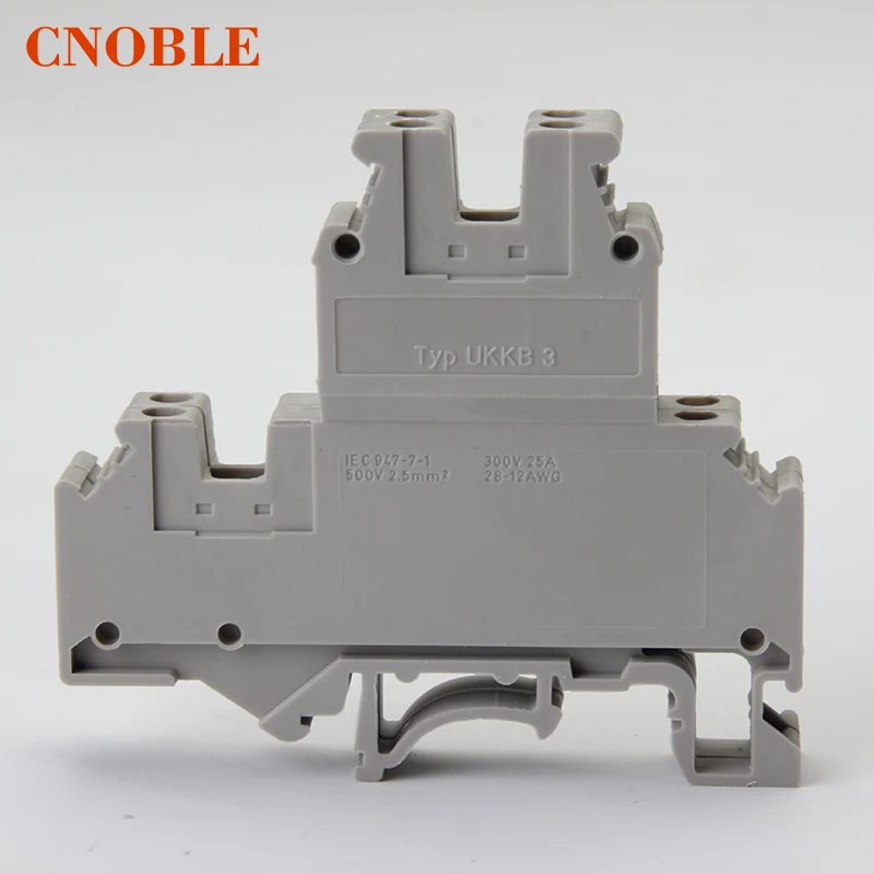 50pcs / box UKKB3DIN rail universal class PCB Terminal blocks double