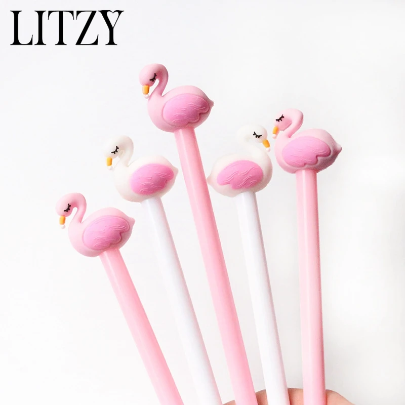 

2 Pcs Kawaii Flamingo Gel Pen Kids Student Writing Tools Pens for School & Office Supplies Stationery Christmas Gifts