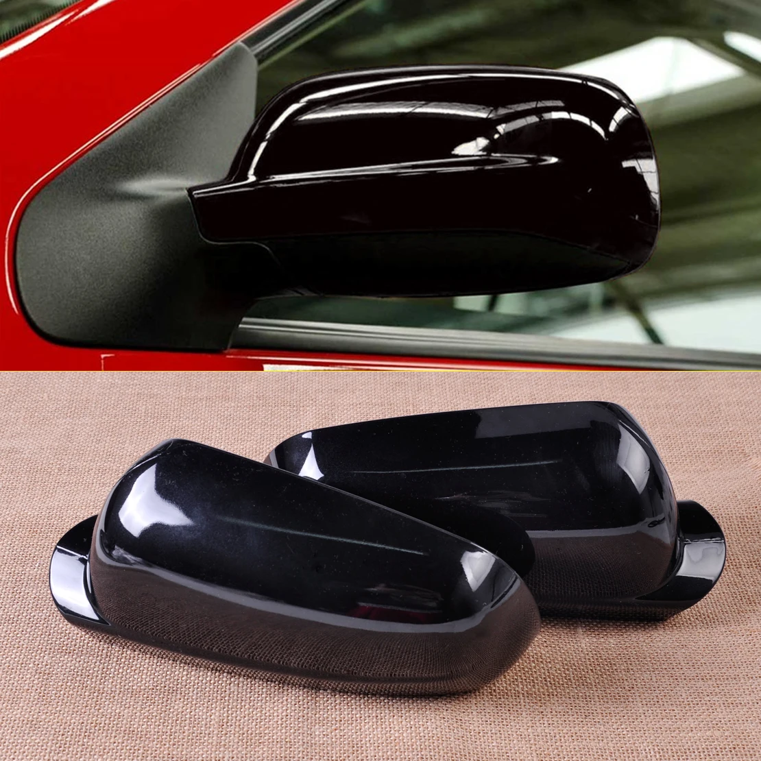 CITALL 2pcs Right+Left Black Wing Mirror Cover Cap for VW Golf MK4 Jetta Passat