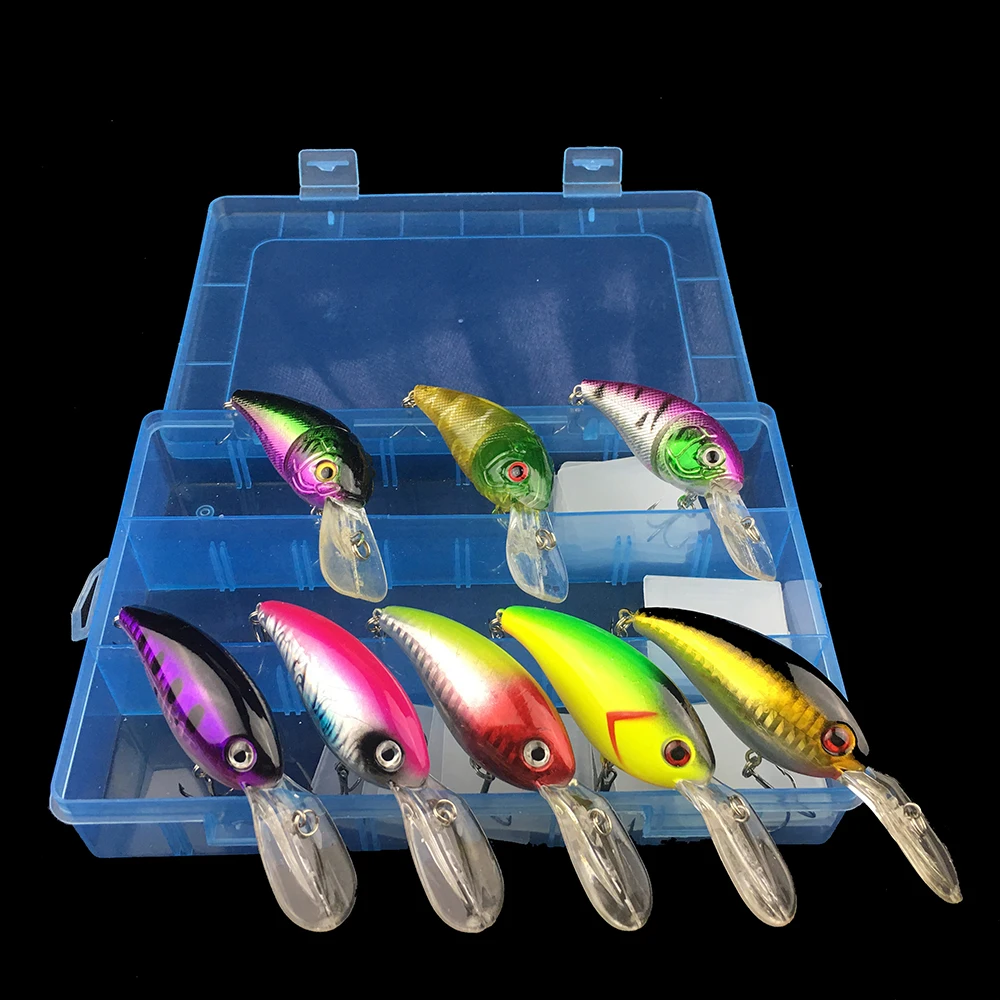 8pcs Crank Fishing hard lure bait set kit with case Storage box