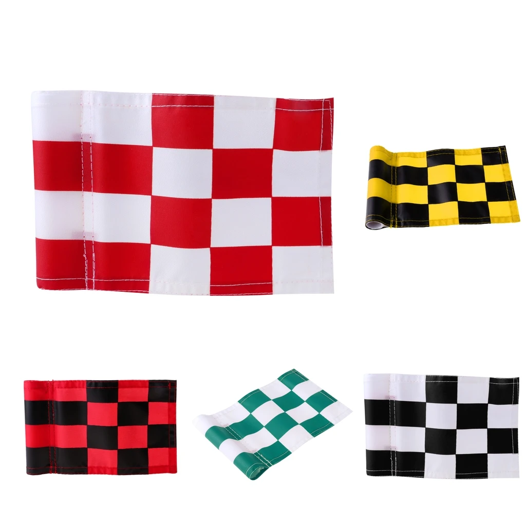Solid Putting Green Golf Chequered Nylon Flags Backyard Garden Portable Golf Target Markers Sports Golf Accessories