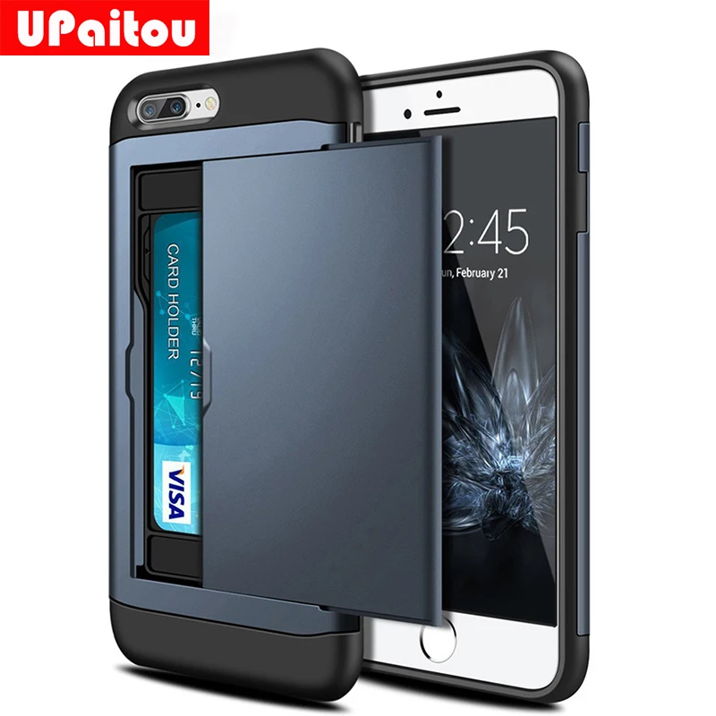 

UPaitou Hybrid Armor Case for iPhone 11 Pro Max 8 7 6 6S Plus X XR XS Max 5s 5 SE Wallet Case Card Holder Shockproof Bumper Case