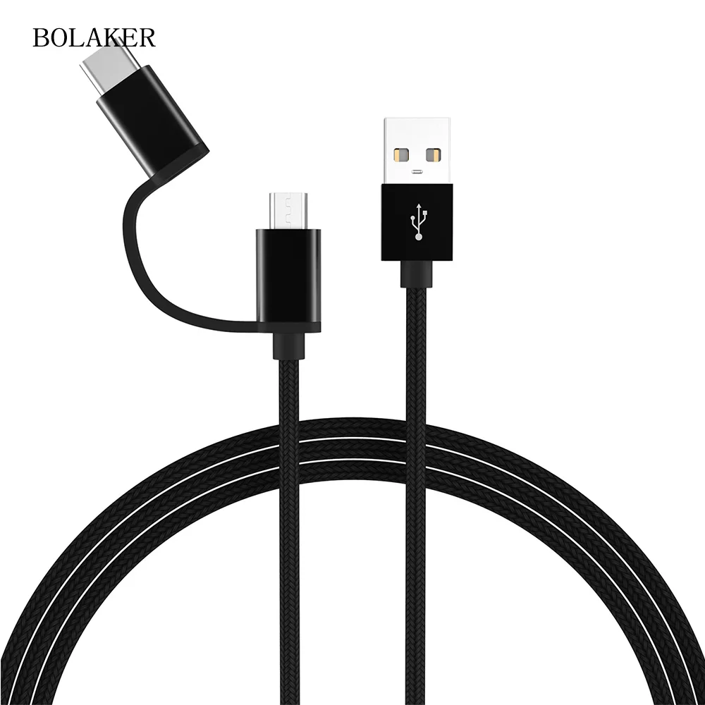 

BOLAKER Android to type-c USB data charging USB data cable for Samsung millet LG two in one charging line