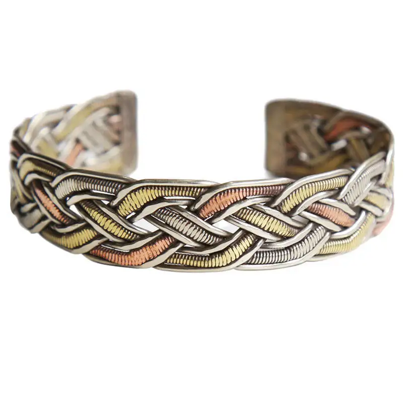 

BB-098 Indian Jewelry Rose Copper Wrapped Open Cuff Wide Bangles for Man Women