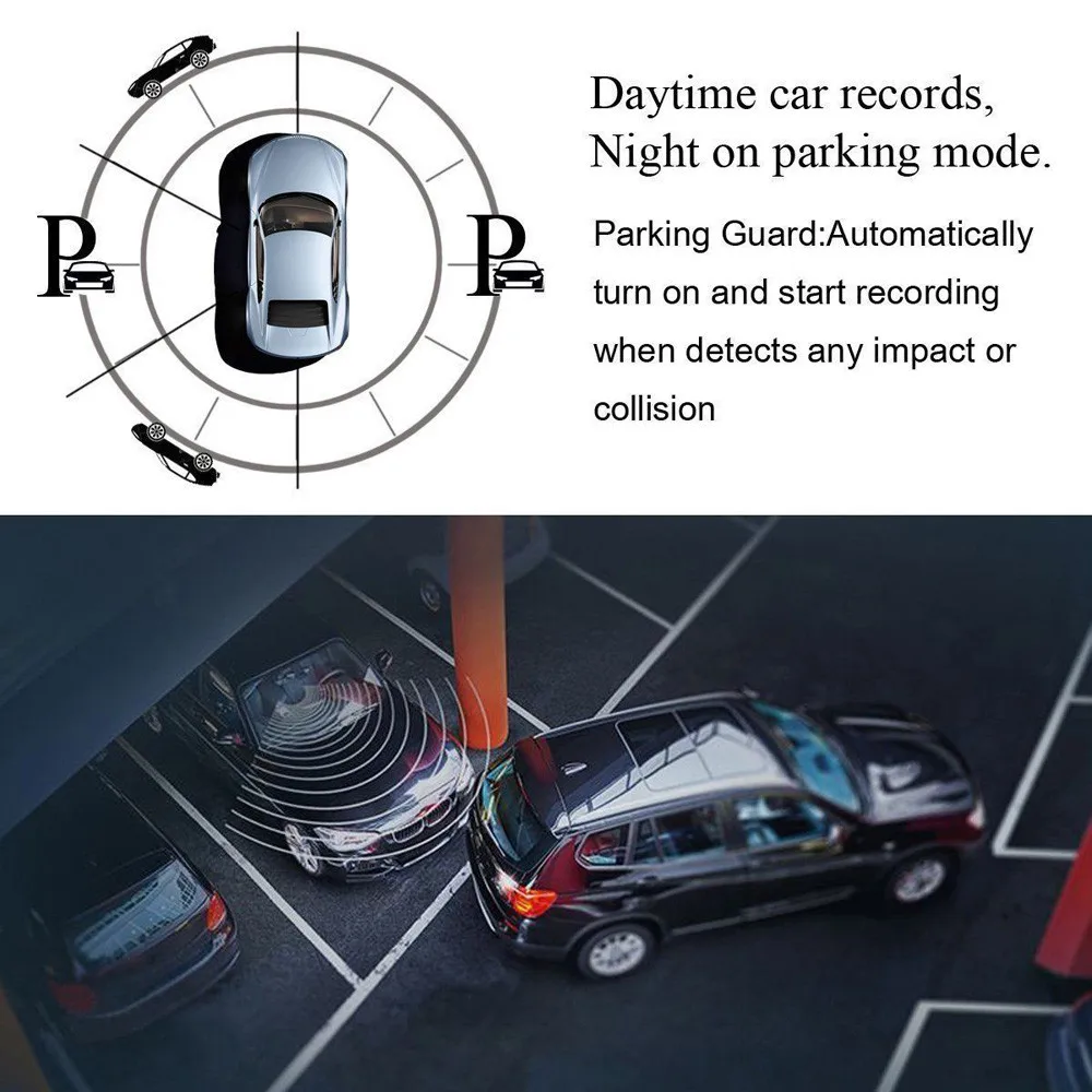 kongyide Parking Sensors Backup Camera parktronic parking for car 4’’ LCD IPS Dual Lens Car Dash 1080P 170 Driving 19May2