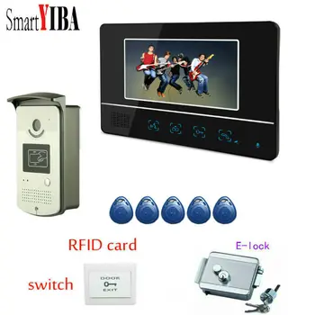 

SmartYIBA 7"Video Intercom Doorbell Kit ID Card Unlock Electronic Door Lock For Access Control Security System Video Door Phone