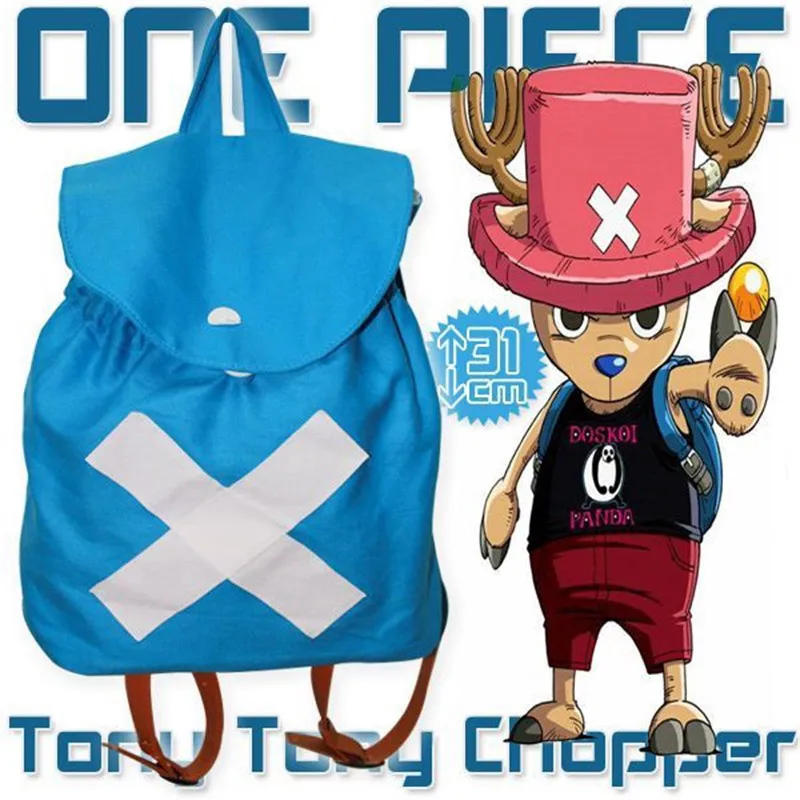 

Anime Backpack Tony Tony Chopper Cosplay Shoulder Bag Cartoon One Piece Blue Boy Girl Student Zipper Drawstring Canvas Trip Bag