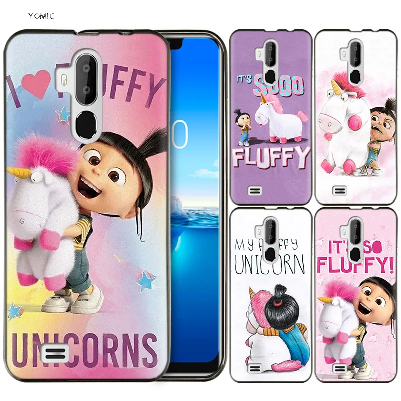 

Silicone Coque Shell Cell Phone Case for Oukitel C12 PRO C12Pro Black Dark Cases Cartoon My Fluffy Unicorn Agnes
