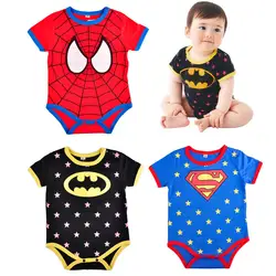 Детский комбинезон, Одежда для новорожденных Комбинезоны Человек-паук лето Детская мода костюм комбинезон с коротким рукавом супергерой