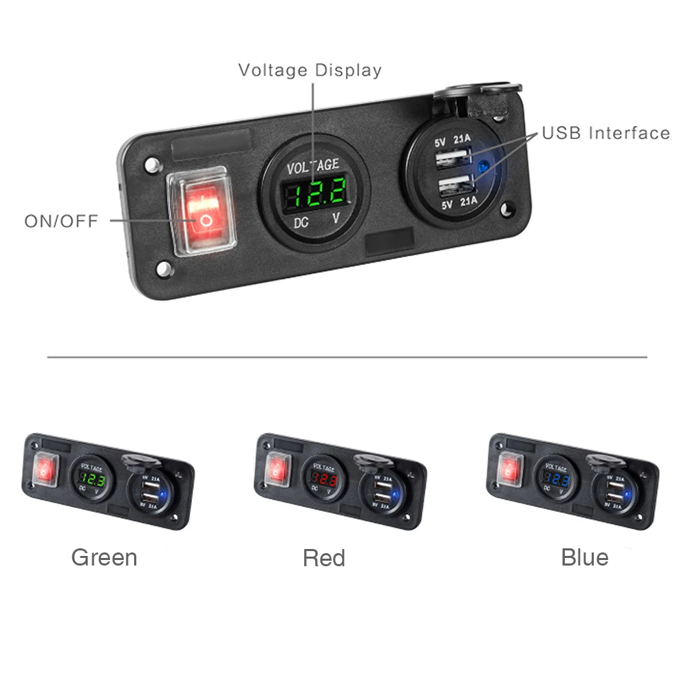 12 В двойной USB адаптер зарядное устройство автомобильного прикуривателя гнездо+ Цифровой вольтметр с выключателем No/Off для автомобиля Лодка Грузовик тайный запас