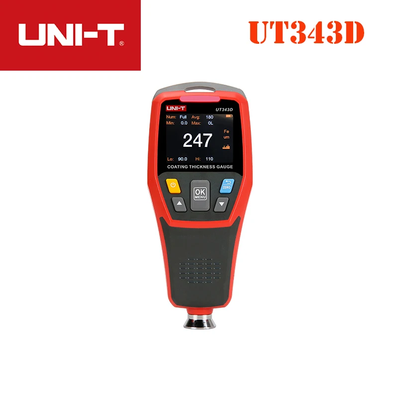 

UNI-T UT343D Coating Thickness Gauge iron matrix (FE/NFE) measurement composite USB data transmission Tester Range 0 To 1250um
