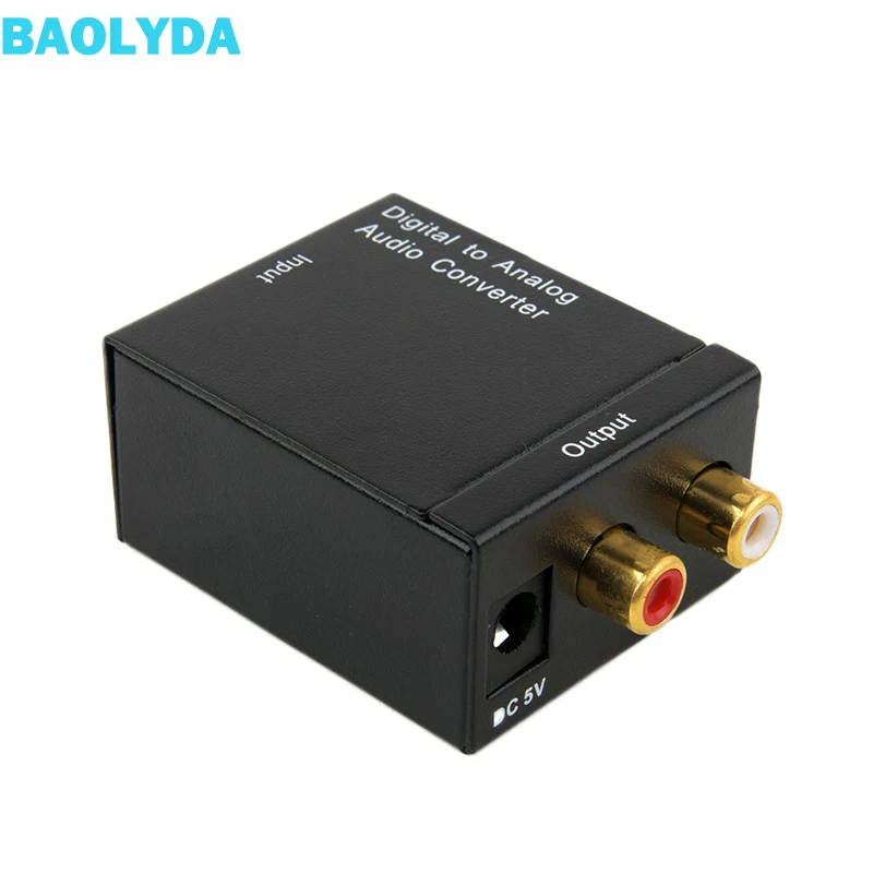 

Baolyda DAC Digital SPDIF Optical To Analog Stereo Audio L/R 2RCA Converter Adapter for Home Cinema Systems AV Amps Audio