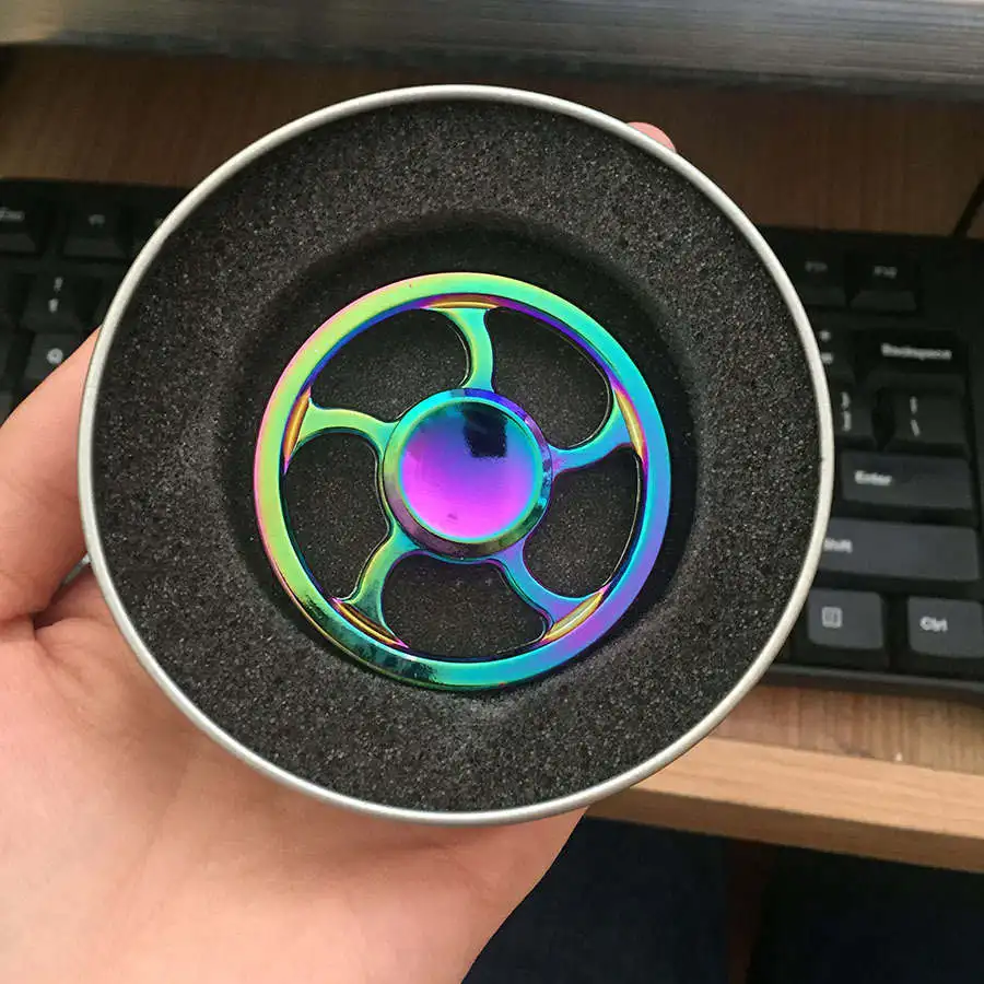 Colorido Rodada Roda de Fogo EDC Fidget Spinner Spinner de Metal Mão para o Autismo e TDAH Foco Ansiedade Estresse Alívio Dedo Presente brinquedos