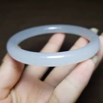 

J17#Qinghai material and Tianyu ice bottom ash white jade round bracelet